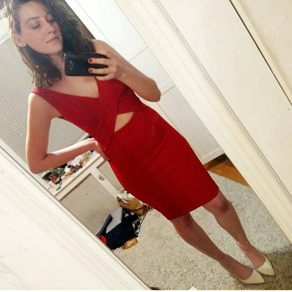 Dynamite Dresses & Skirts - Dynamite Red Cutout Dress